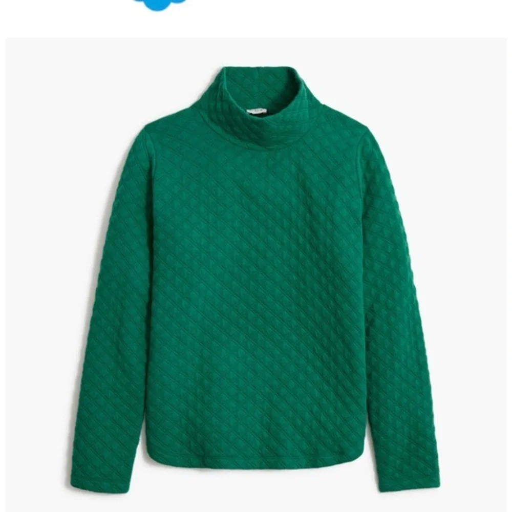 J. Crew Green Quilted Women's Turtleneck Sweater